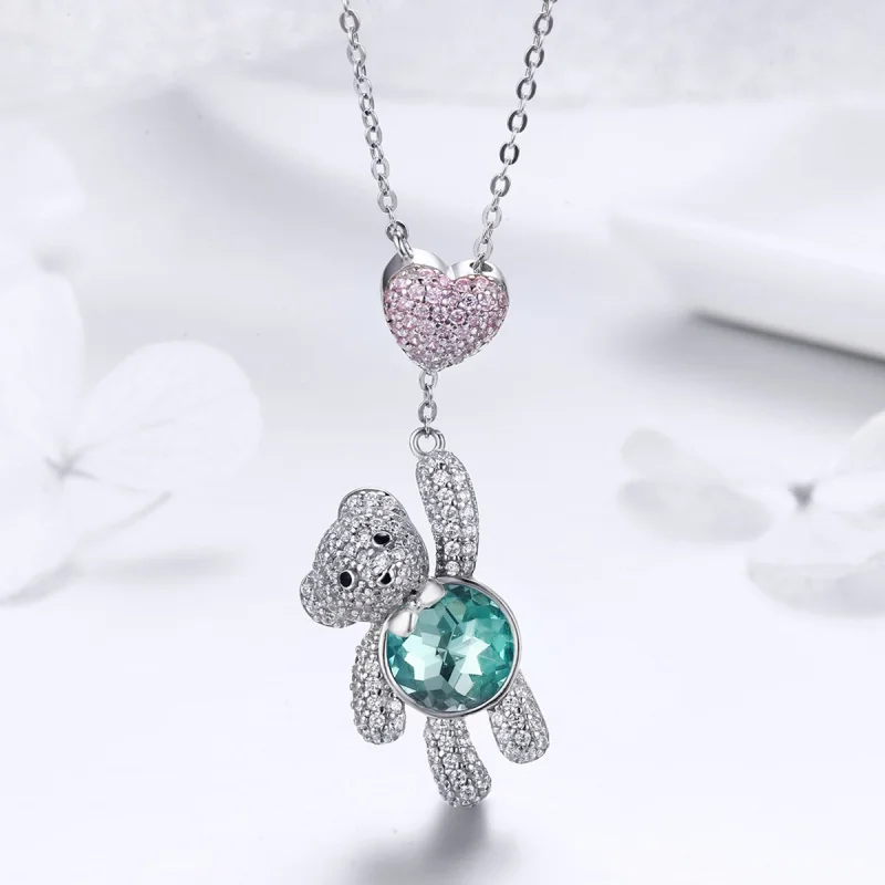 (image for) Pandora Style Silver Cute Bear Necklace - SCN271 - View 8