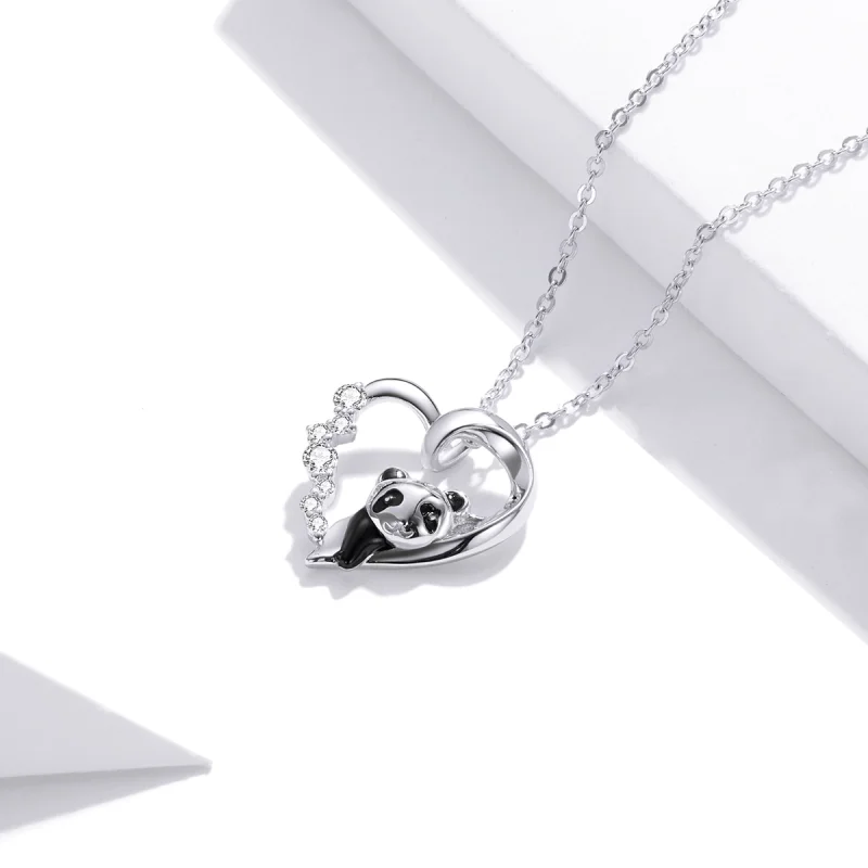 (image for) Pandora Style Silver Cute Little Panda Pendant Necklace - SCN453 - View 2