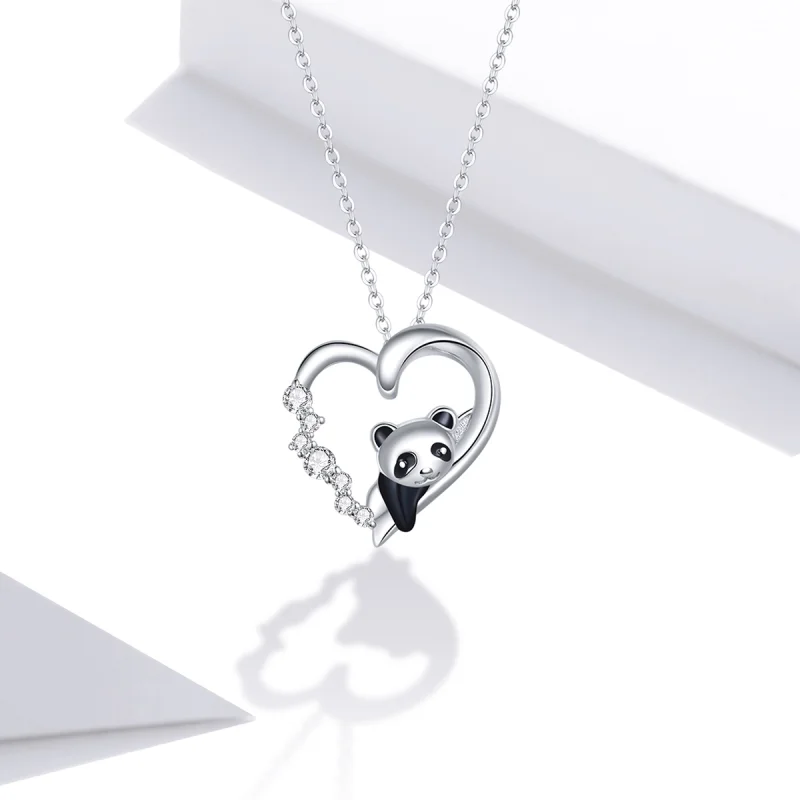 (image for) Pandora Style Silver Cute Little Panda Pendant Necklace - SCN453 - View 5