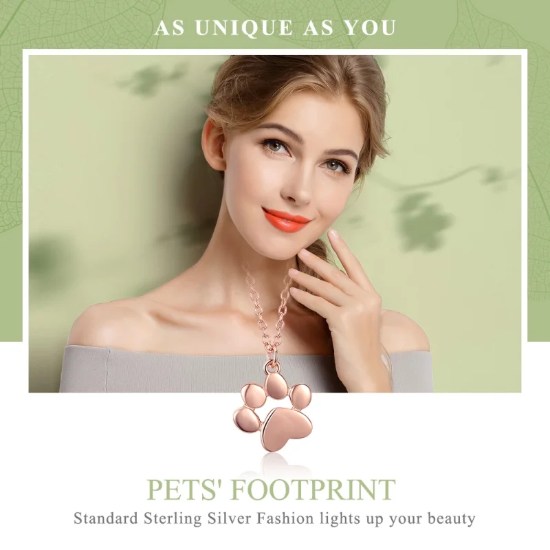 (image for) Pandora Style Silver Cute Paw Necklace - SCN275-3 - View 2
