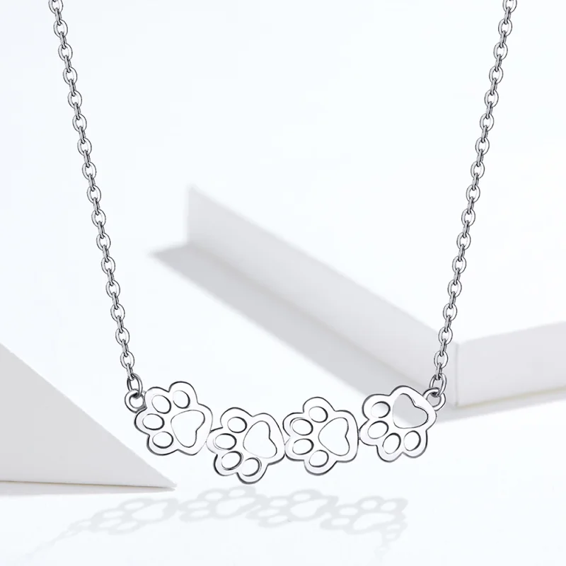 (image for) Pandora Style Silver Cute Paw Necklace - SCN346 - View 2