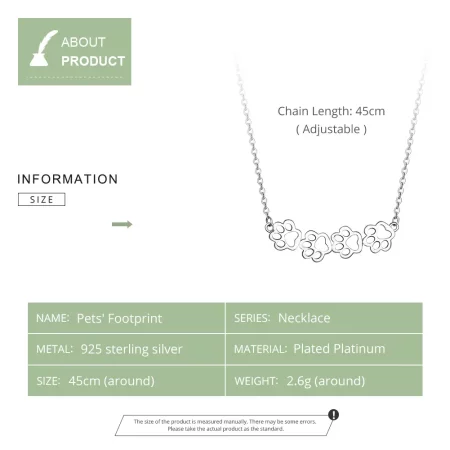 Pandora Style Silver Cute Paw Necklace - SCN346