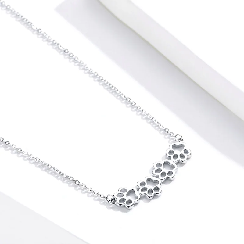(image for) Pandora Style Silver Cute Paw Necklace - SCN346 - View 6