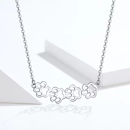 Pandora Style Silver Cute Paw Necklace - SCN346