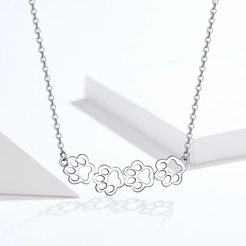 (image for) Pandora Style Silver Cute Paw Necklace - SCN346 - View 8