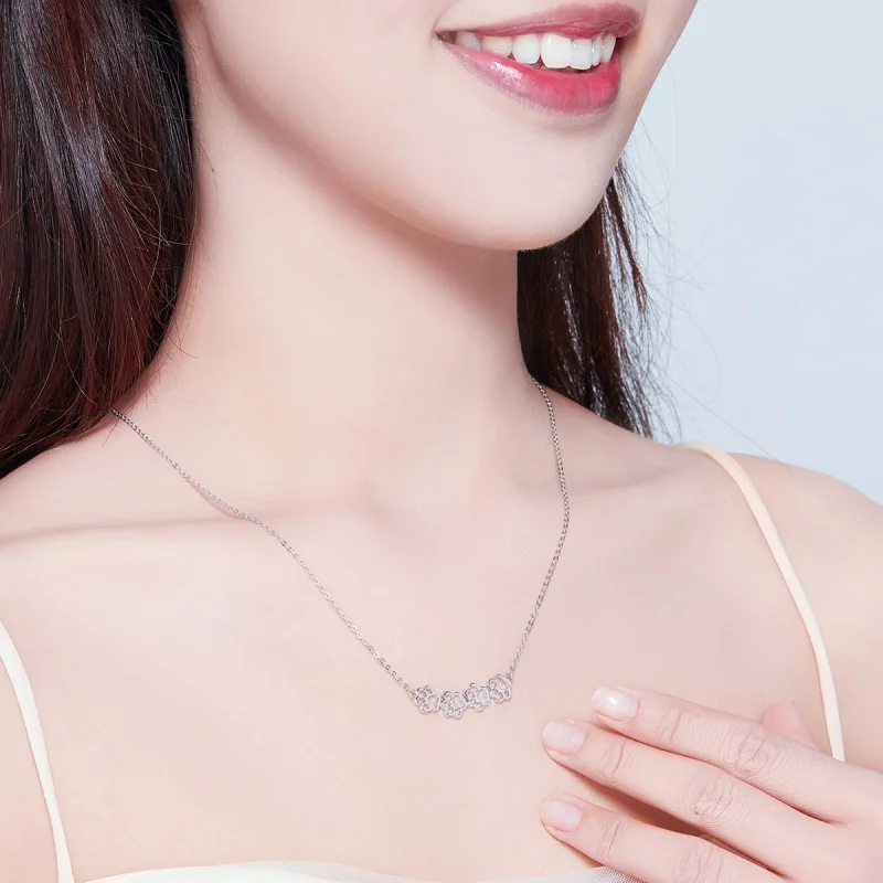 (image for) Pandora Style Silver Cute Paw Necklace - SCN346 - View 11