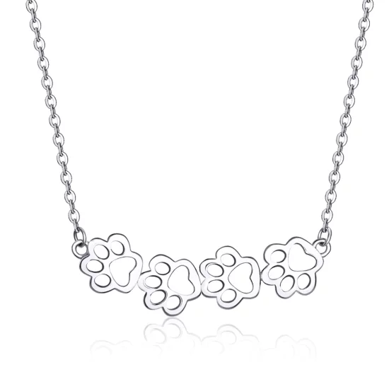 Pandora Style Silver Cute Paw Necklace - SCN346