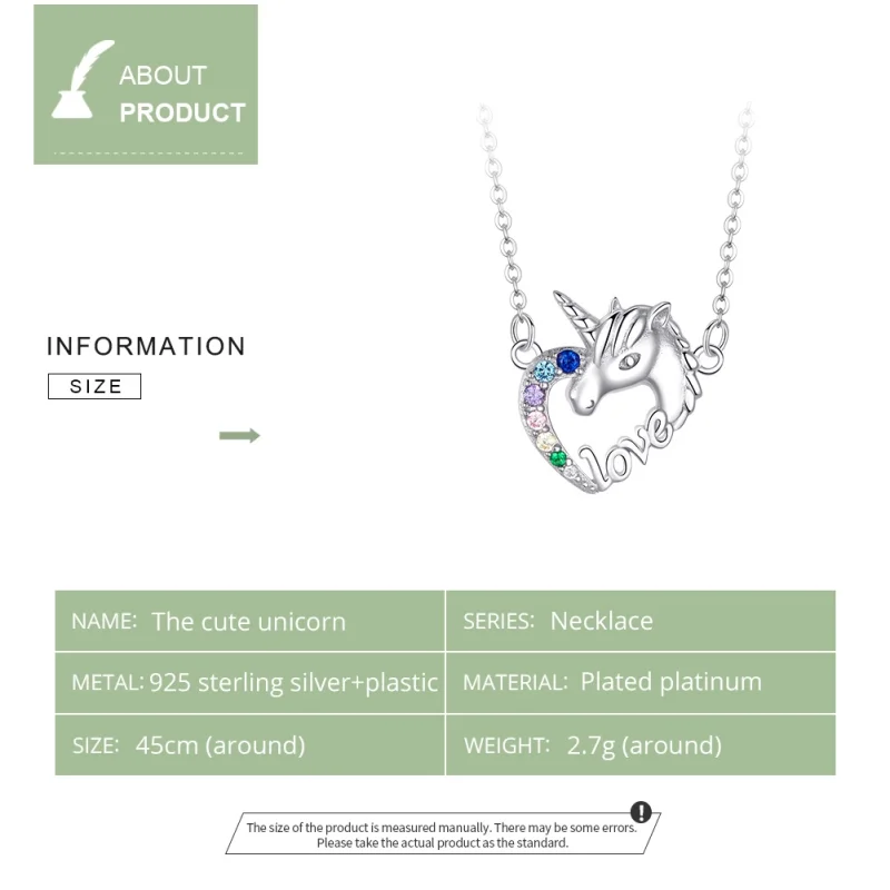 (image for) Pandora Style Silver Cute Unicorn Necklace - SCN348 - View 3