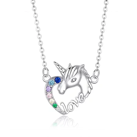Pandora Style Silver Cute Unicorn Necklace - SCN348