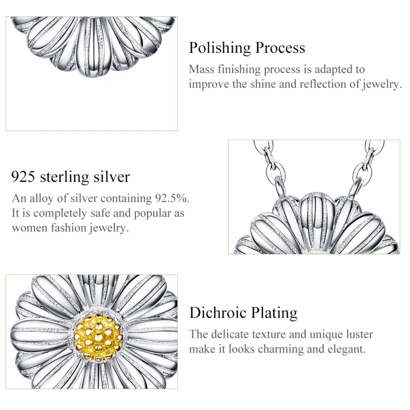 (image for) Pandora Style Silver Daisy Necklace - SCN370 - View 4