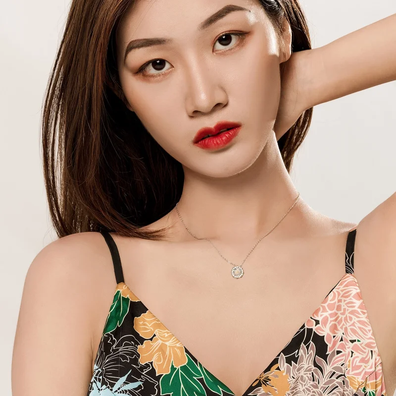 (image for) Pandora Style Silver Daisy Necklace - SCN370 - View 10