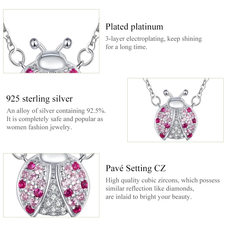 (image for) Pandora Style Silver Dazzling Ladybug Necklace - SCN400 - View 4