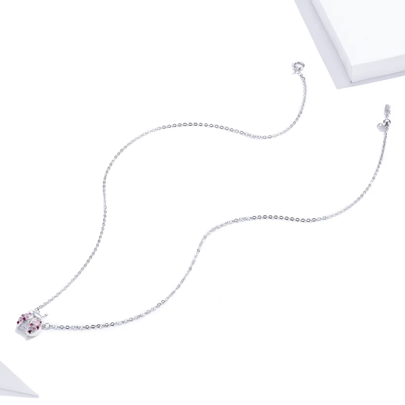 (image for) Pandora Style Silver Dazzling Ladybug Necklace - SCN400 - View 6