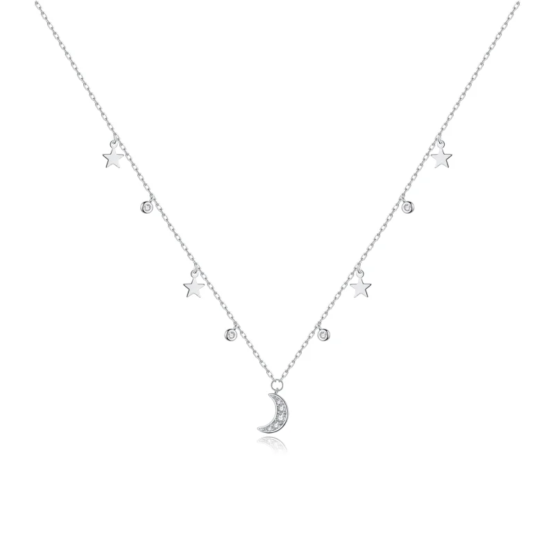 (image for) Pandora Style Silver Dream Star Moon Pendant Necklace - SCN420 - Product Image