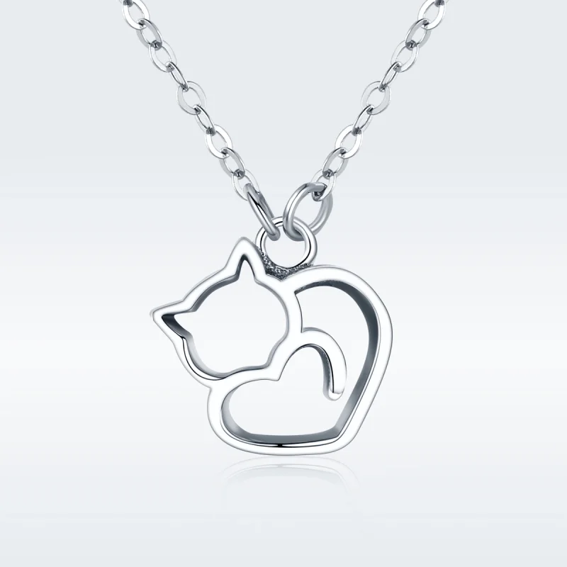 (image for) Pandora Style Silver Dumb Cat Pendant Necklace - SCN188 - View 2