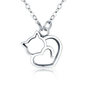 (image for) Pandora Style Silver Dumb Cat Pendant Necklace - SCN188