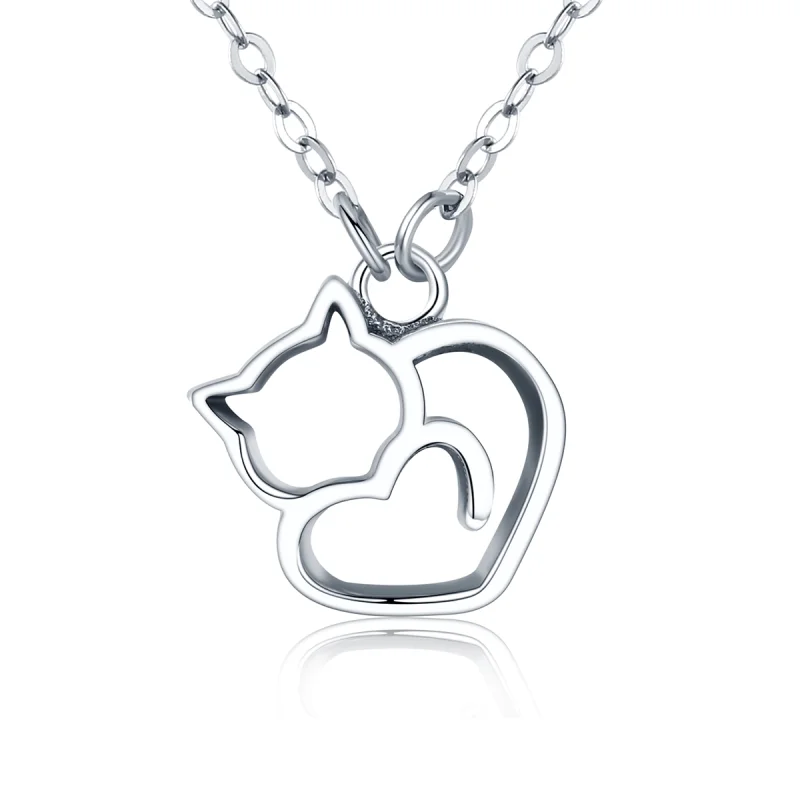 (image for) Pandora Style Silver Dumb Cat Pendant Necklace - SCN188 - Product Image