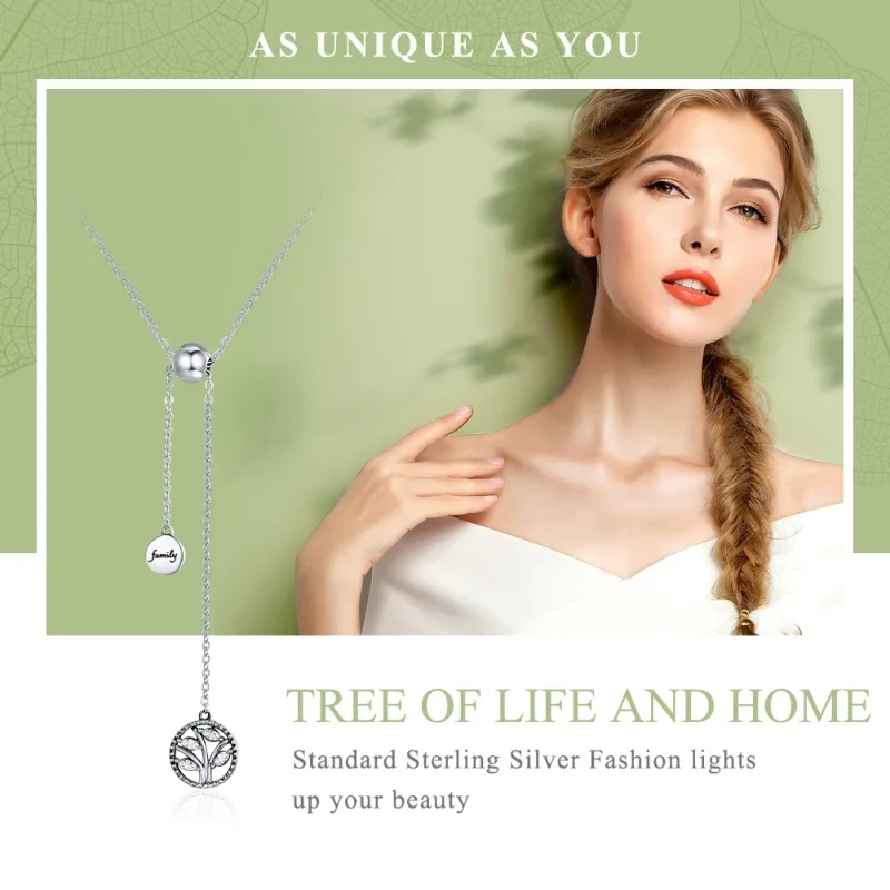 (image for) Pandora Style Silver Family Tree and Home Necklace - SCN106 - View 2
