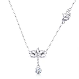 Pandora Style Silver Fresh Lotus Pendant Necklace - BSN012 Pandora Style Silver Fresh Lotus Pendant Necklace - BSN012