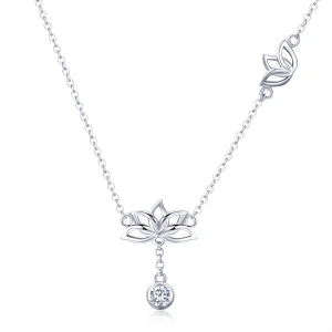 (image for) Pandora Style Silver Fresh Lotus Pendant Necklace - BSN012
