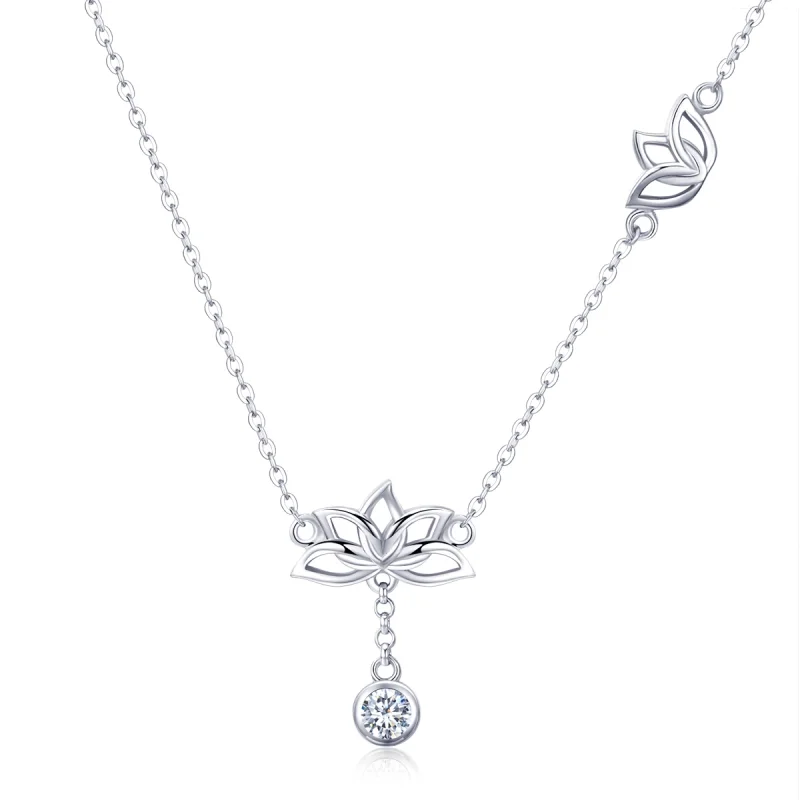 (image for) Pandora Style Silver Fresh Lotus Pendant Necklace - BSN012 - Product Image