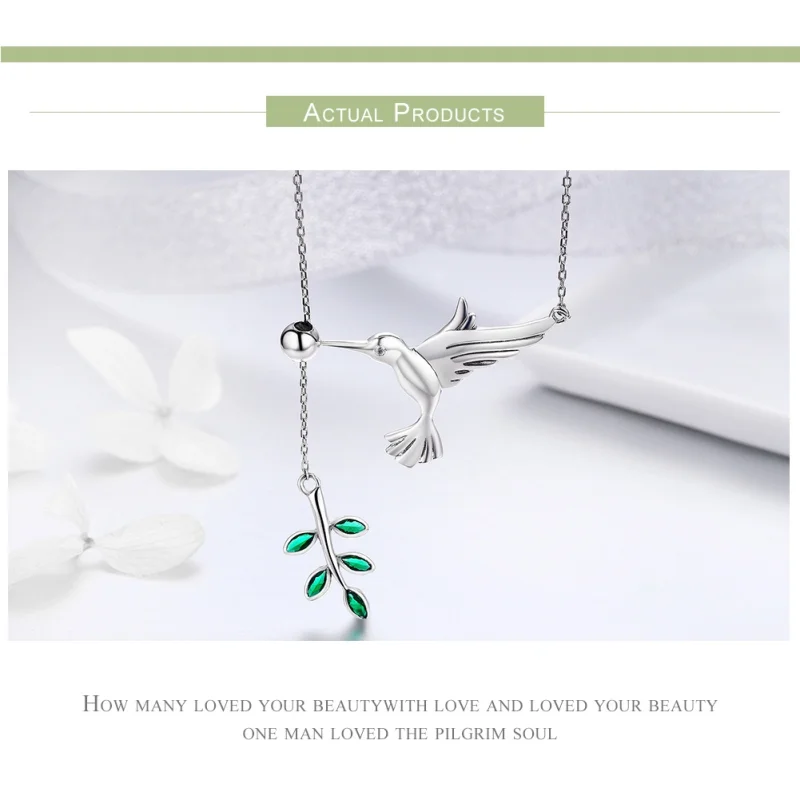 (image for) Pandora Style Silver Greetings From Hummingbirds Necklace - SCN217 - View 6