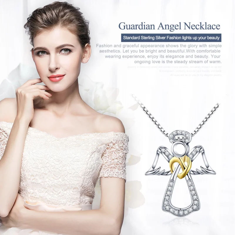 (image for) Pandora Style Silver Guardian Angel Necklace - SCN123 - View 2