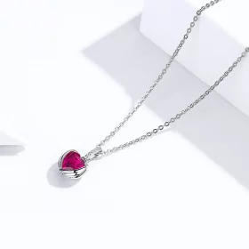 Pandora Style Silver Guardian Hearts Necklace - SCN341