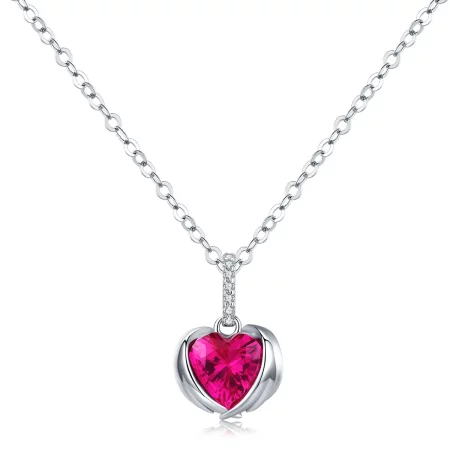 Pandora Style Silver Guardian Hearts Necklace - SCN341