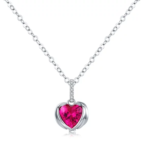Pandora Style Silver Guardian Hearts Necklace - SCN341