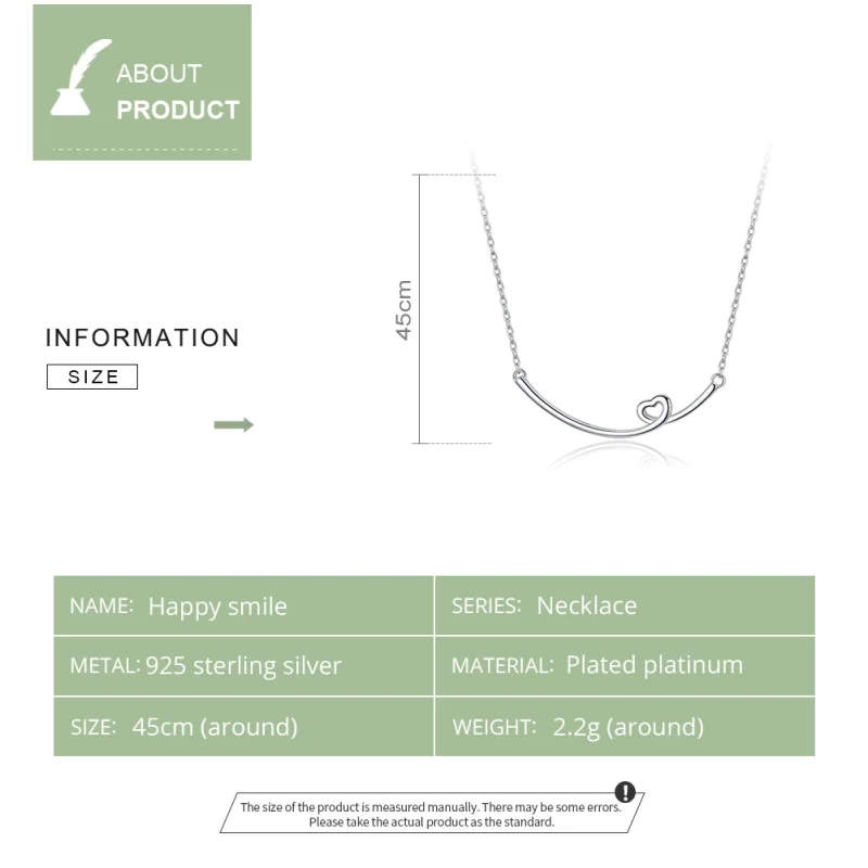 (image for) Pandora Style Silver Happy Smile Necklace - SCN381 - View 3