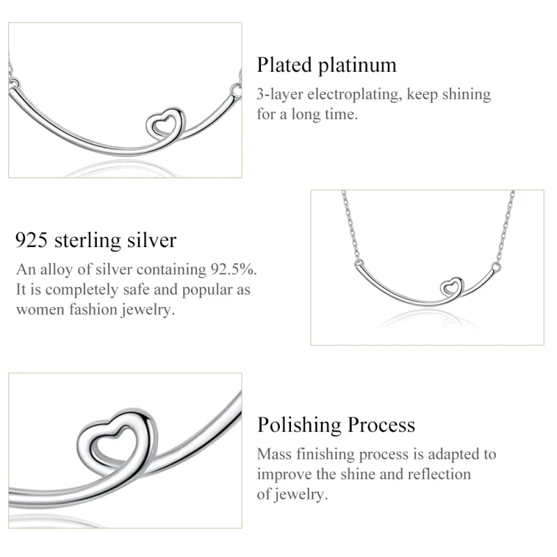 (image for) Pandora Style Silver Happy Smile Necklace - SCN381 - View 4
