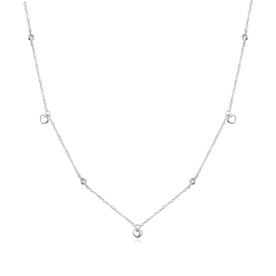 Pandora Style Silver Heart Shape Pendant Necklace - SCN417