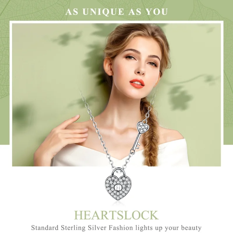 (image for) Pandora Style Silver Heartslock Necklace - SCN315 - View 2