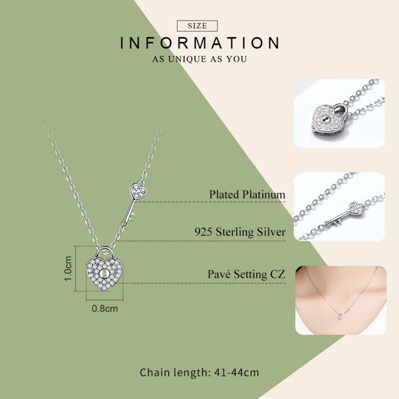 (image for) Pandora Style Silver Heartslock Necklace - SCN315 - View 3