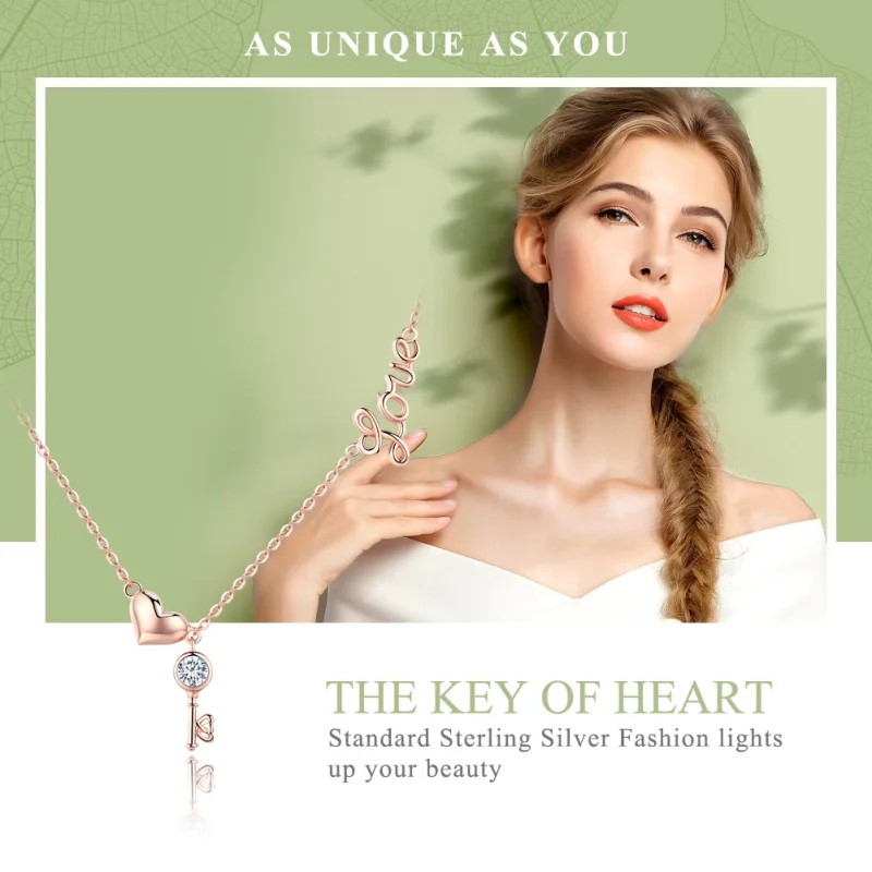 (image for) Pandora Style Silver Key of Heart Necklace - SCN292 - View 2