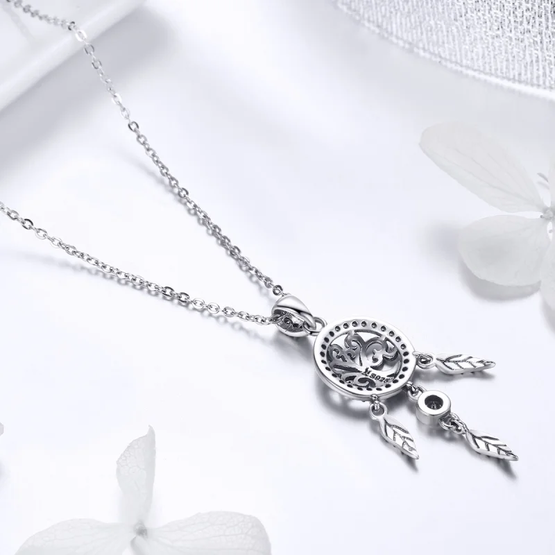 (image for) Pandora Style Silver Life Tree Dreamcatcher Necklace - SCN298 - View 5