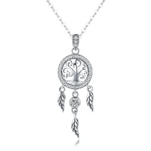 (image for) Pandora Style Silver Life Tree Dreamcatcher Necklace - SCN298