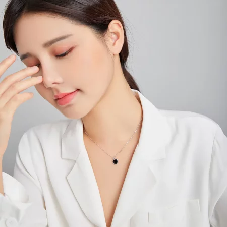 Pandora Style Silver Love Agate Pendant Necklace - SCN443