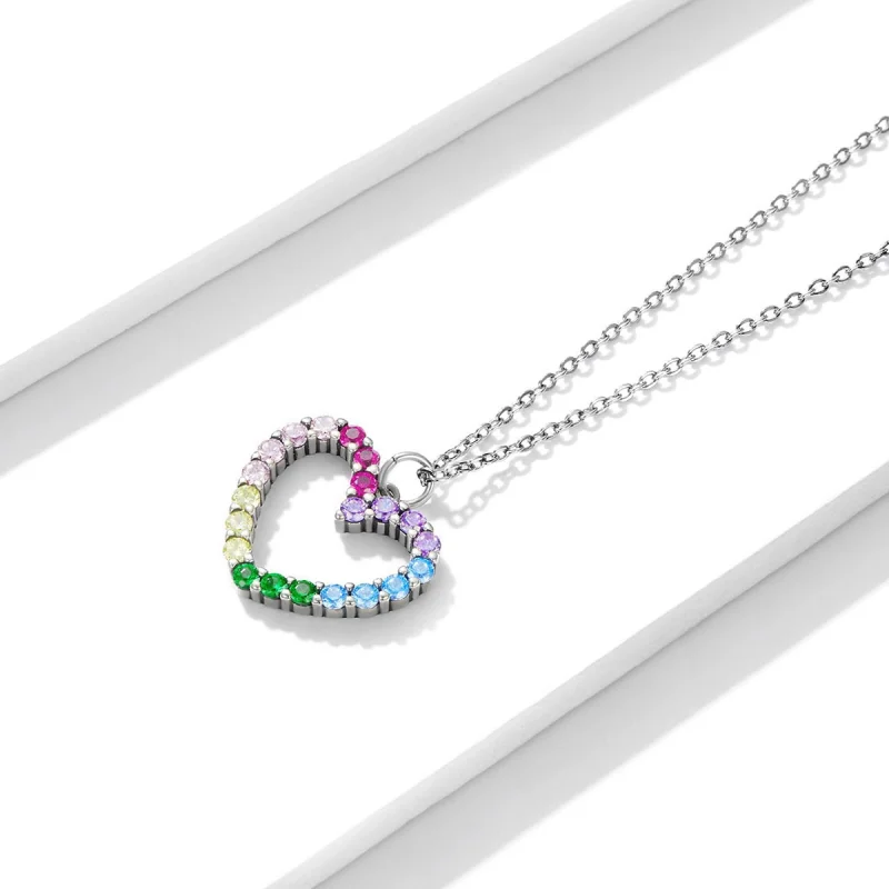 (image for) Pandora Style Silver Love of Rainbow Pendant Necklace - SCN449 - View 3