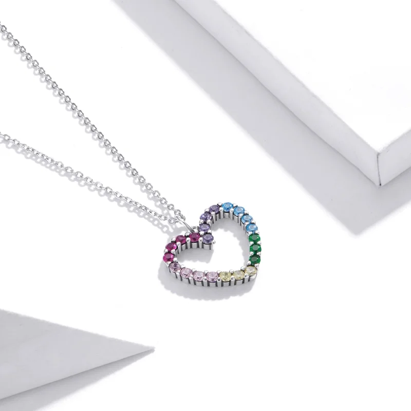 (image for) Pandora Style Silver Love of Rainbow Pendant Necklace - SCN449 - View 2
