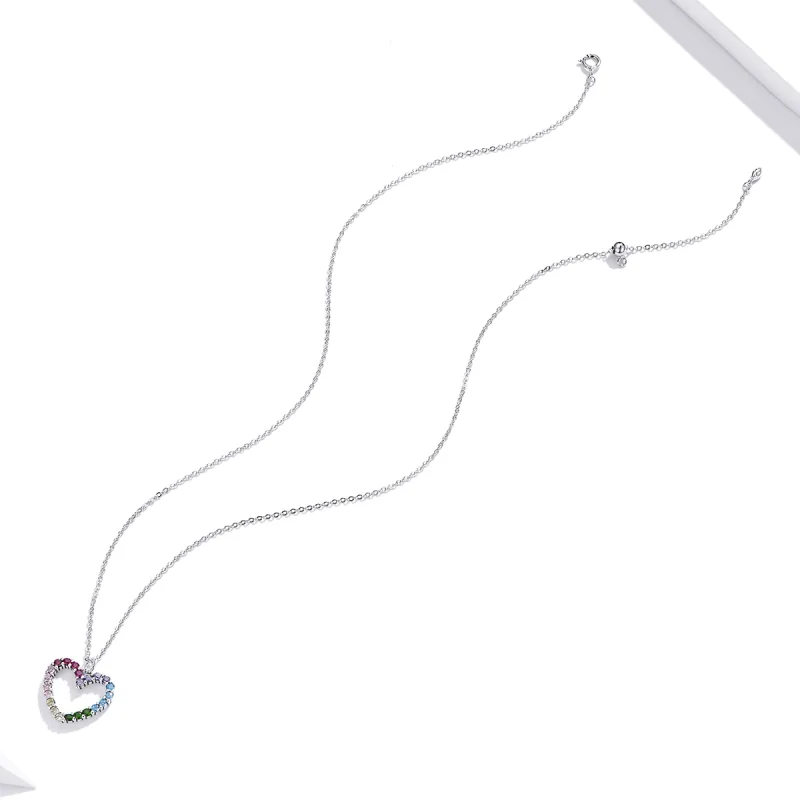(image for) Pandora Style Silver Love of Rainbow Pendant Necklace - SCN449 - View 5