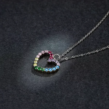 Pandora Style Silver Love of Rainbow Pendant Necklace - SCN449