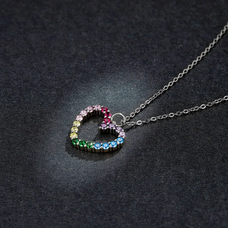 (image for) Pandora Style Silver Love of Rainbow Pendant Necklace - SCN449 - View 7