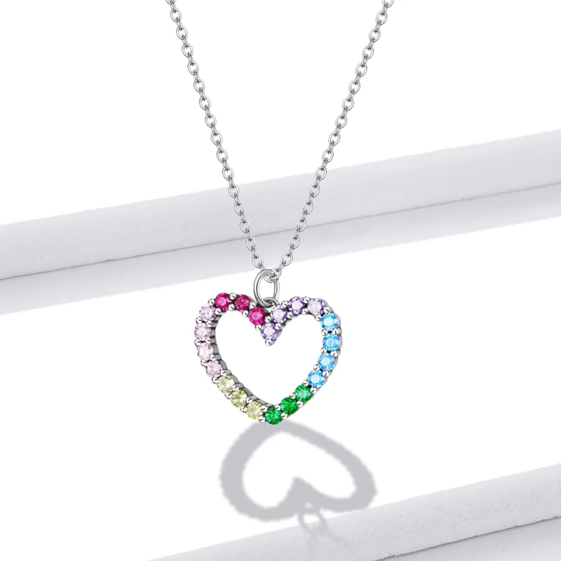 (image for) Pandora Style Silver Love of Rainbow Pendant Necklace - SCN449 - View 11