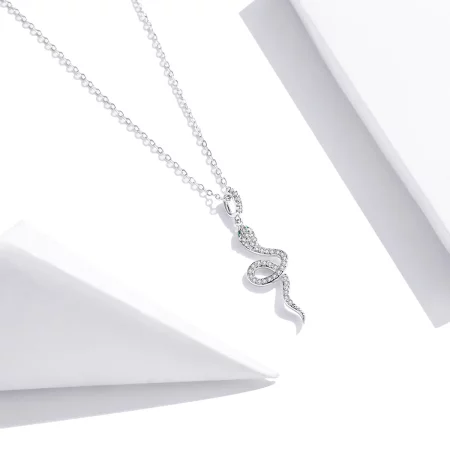 Pandora Style Silver Lovely Snake Pendant Necklace - SCN409