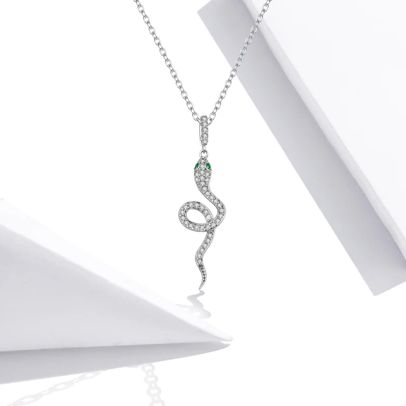 (image for) Pandora Style Silver Lovely Snake Pendant Necklace - SCN409 - View 5
