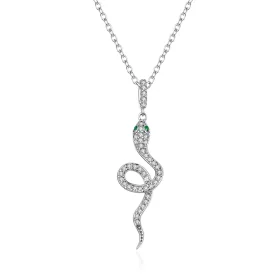 Pandora Style Silver Lovely Snake Pendant Necklace - SCN409