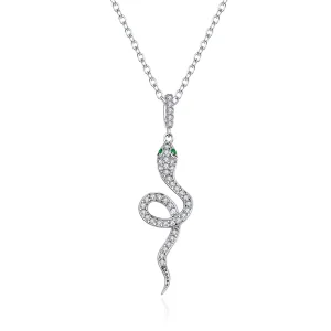 (image for) Pandora Style Silver Lovely Snake Pendant Necklace - SCN409