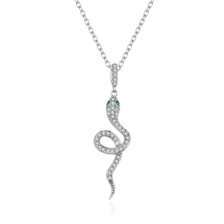 Pandora Style Silver Lovely Snake Pendant Necklace - SCN409